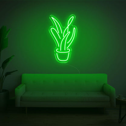 Light Blue Aloe Vera Potted Plant Led Neon Sign For Modern Home Decor | Shineneon