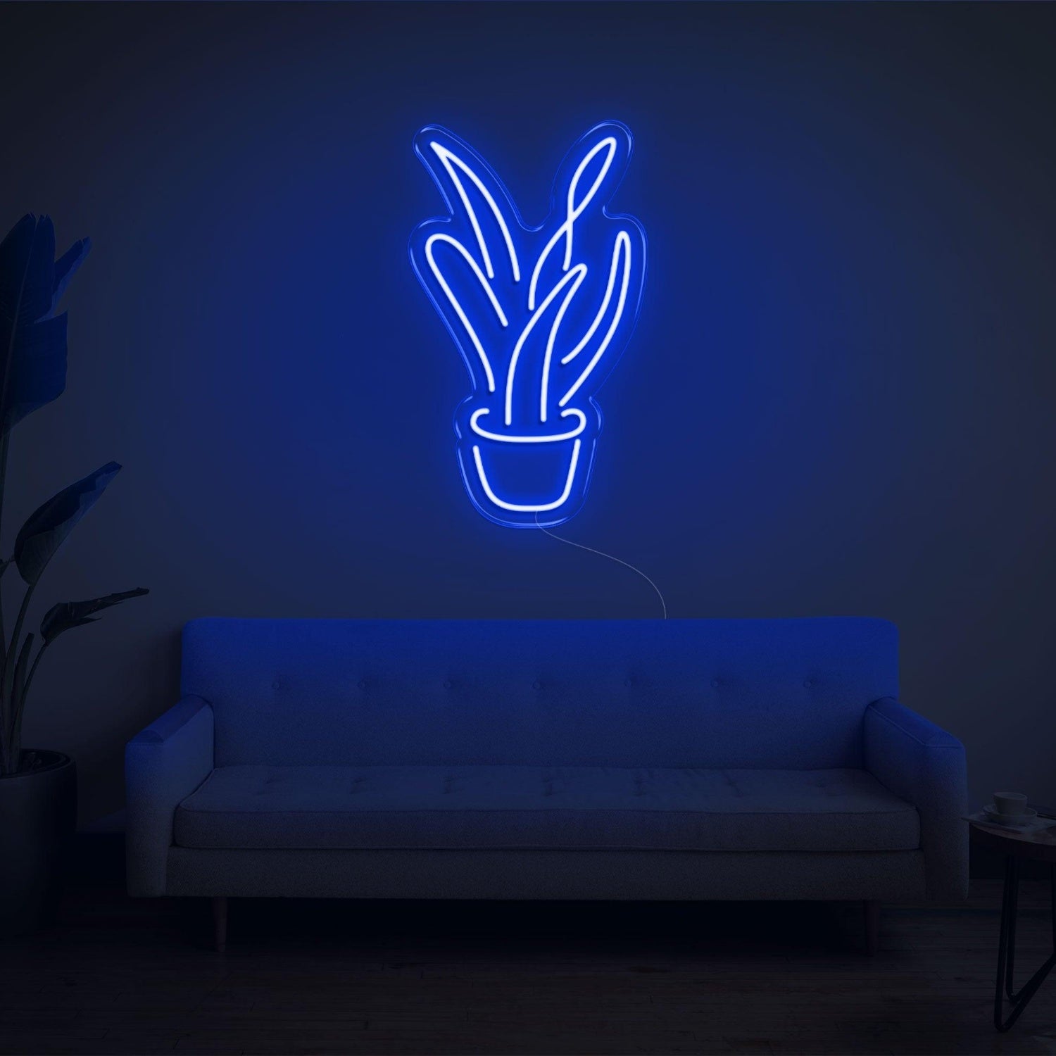 Light Blue Aloe Vera Potted Plant Led Neon Sign For Modern Home Decor | Shineneon