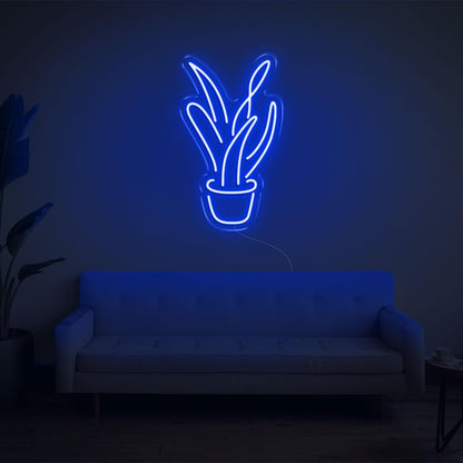 Light Blue Aloe Vera Potted Plant Led Neon Sign For Modern Home Decor | Shineneon