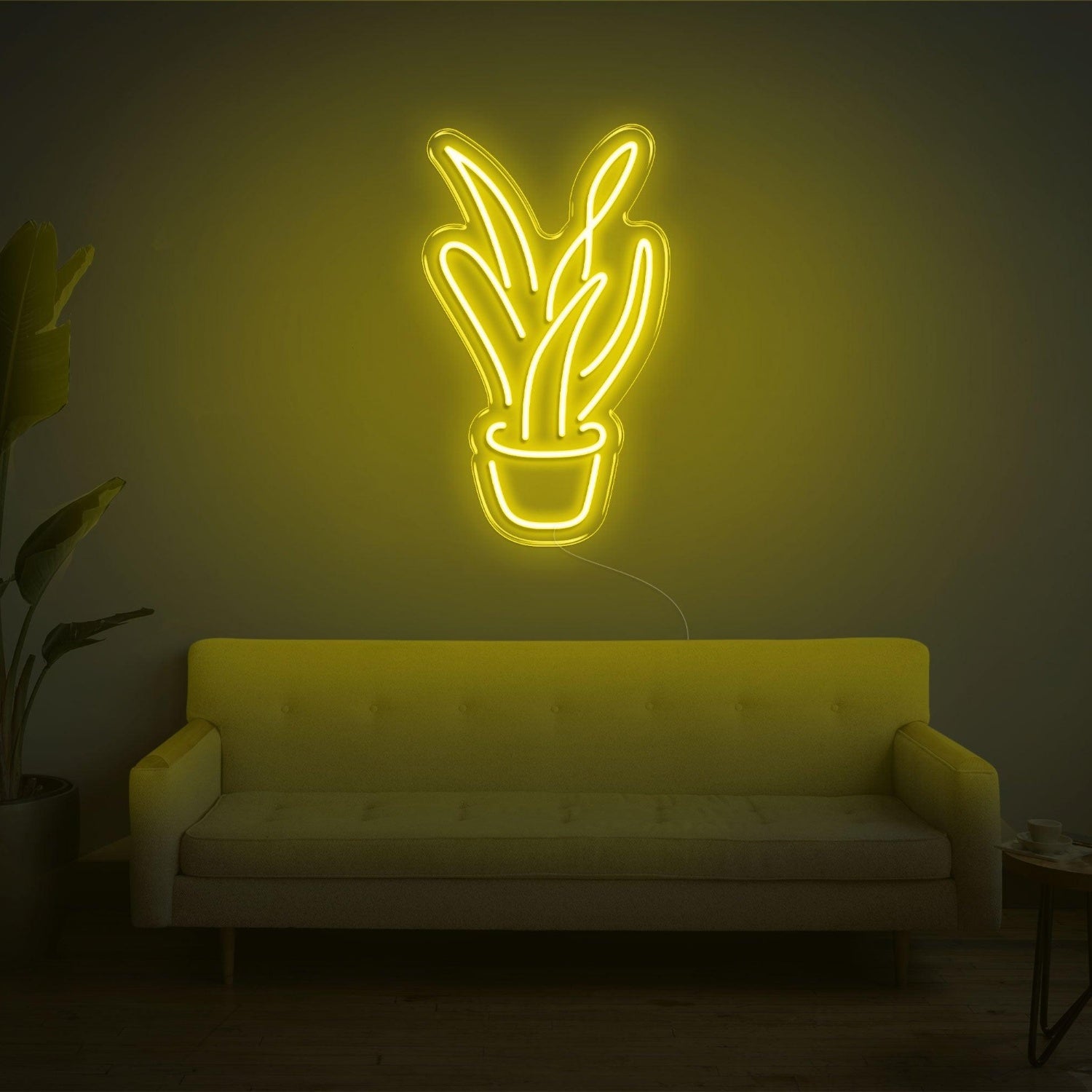 Light Blue Aloe Vera Potted Plant Led Neon Sign For Modern Home Decor | Shineneon