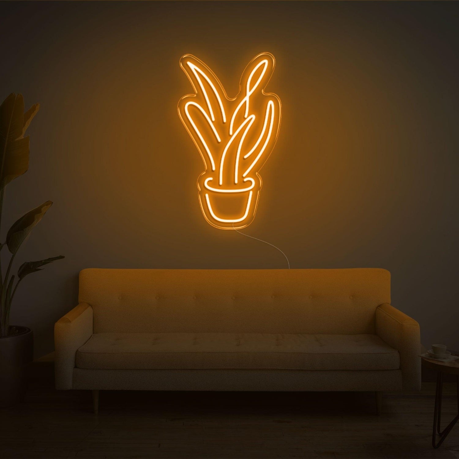 Light Blue Aloe Vera Potted Plant Led Neon Sign For Modern Home Decor | Shineneon