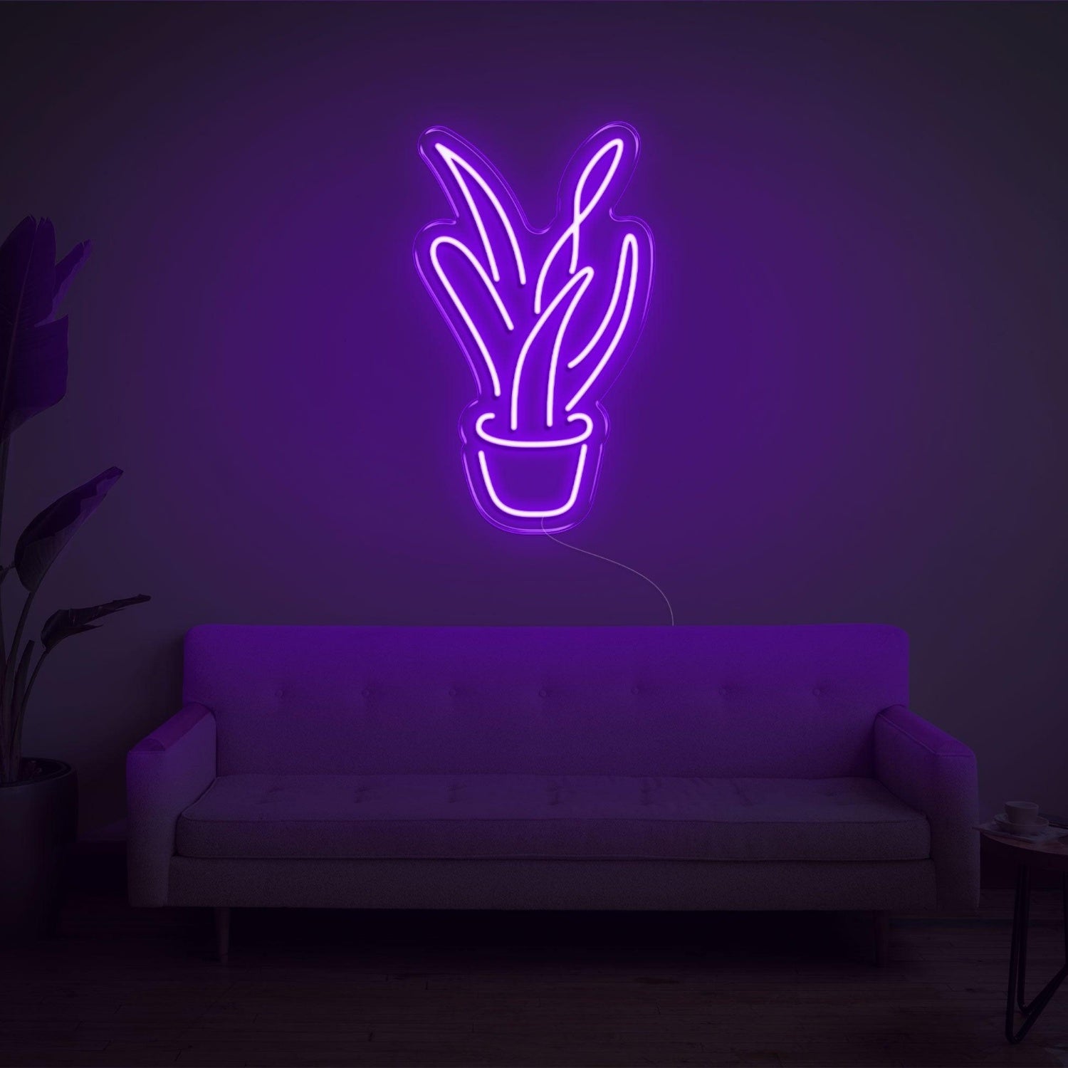 Light Blue Aloe Vera Potted Plant Led Neon Sign For Modern Home Decor | Shineneon