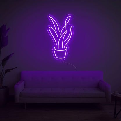 Light Blue Aloe Vera Potted Plant Led Neon Sign For Modern Home Decor | Shineneon