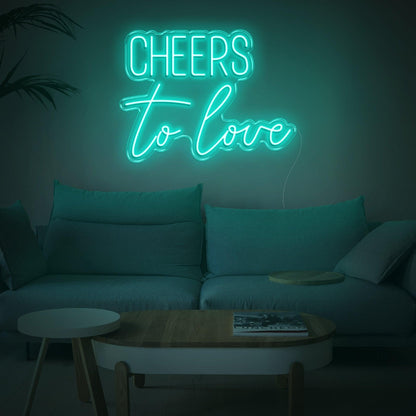 Light Blue Cheers To Love Led Neon Sign For Modern Home And Cafe Decor | Shineneon