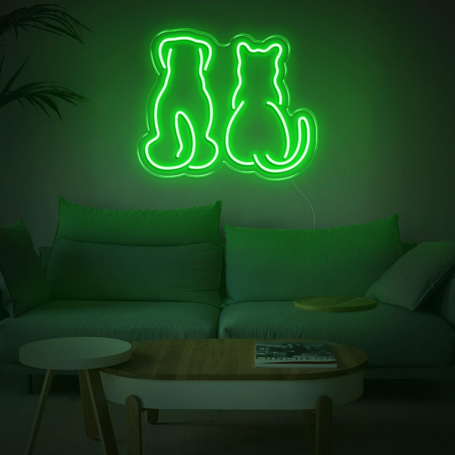Light Blue Dog And Cat Silhouette Led Neon Sign For Home Decor | Shineneon