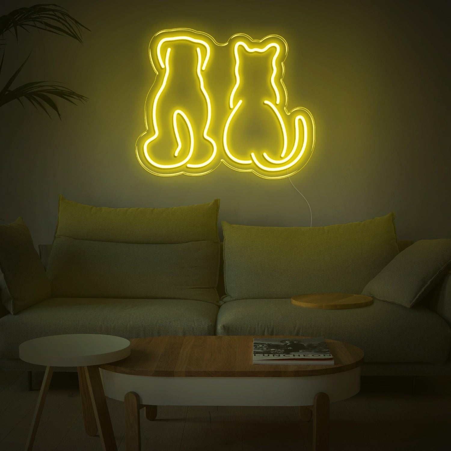 Light Blue Dog And Cat Silhouette Led Neon Sign For Home Decor | Shineneon