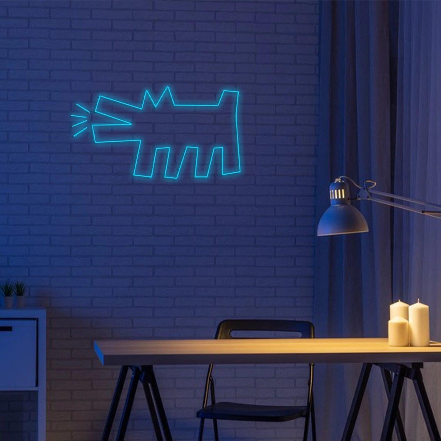 Light Blue Howling Dog Led Neon Sign Budget-Friendly Home Cafe Pet Decor | Shineneon