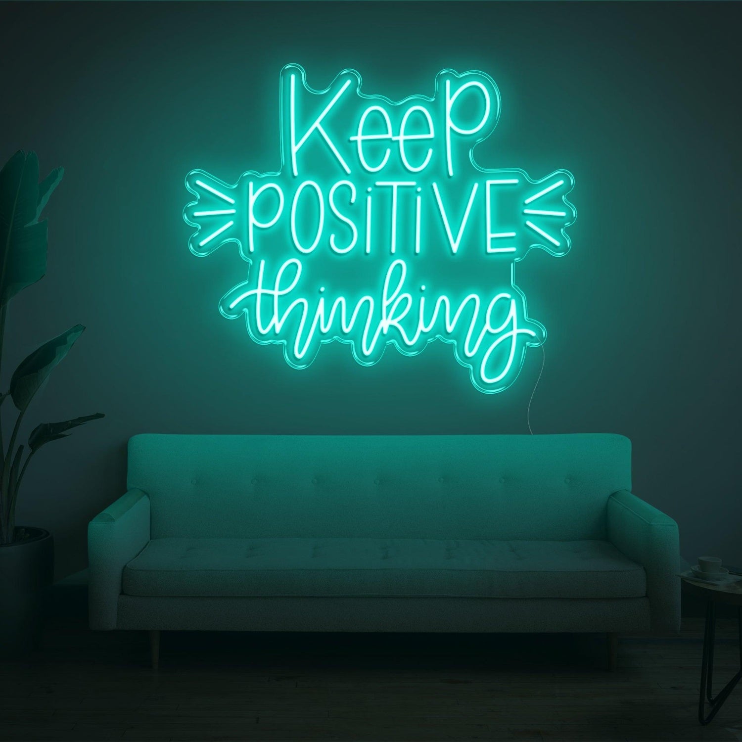 Light Blue Keep Positive Thinking Led Neon Sign For Home Office Wall Decor | Shineneon