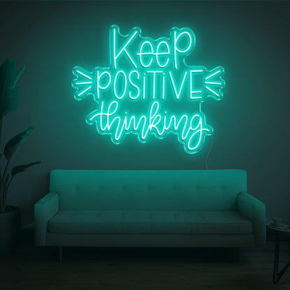 Light Blue Keep Positive Thinking Led Neon Sign For Home Office Wall Decor | Shineneon