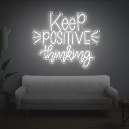 Light Blue Keep Positive Thinking Led Neon Sign For Home Office Wall Decor | Shineneon