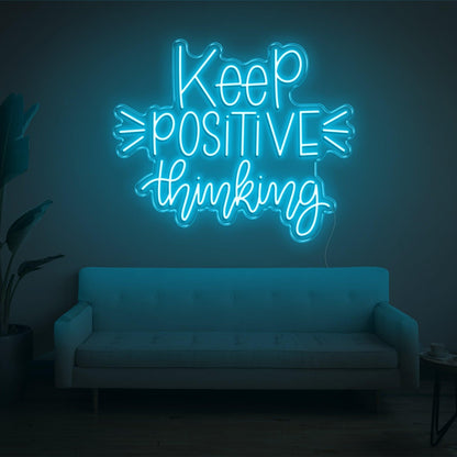 Light Blue Keep Positive Thinking Led Neon Sign For Home Office Wall Decor | Shineneon