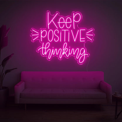 Light Blue Keep Positive Thinking Led Neon Sign For Home Office Wall Decor | Shineneon