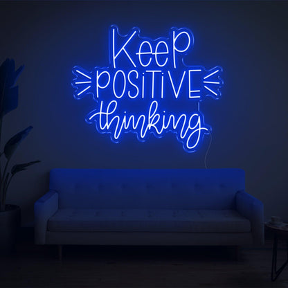 Light Blue Keep Positive Thinking Led Neon Sign For Home Office Wall Decor | Shineneon