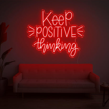 Light Blue Keep Positive Thinking Led Neon Sign For Home Office Wall Decor | Shineneon