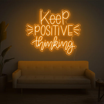 Light Blue Keep Positive Thinking Led Neon Sign For Home Office Wall Decor | Shineneon