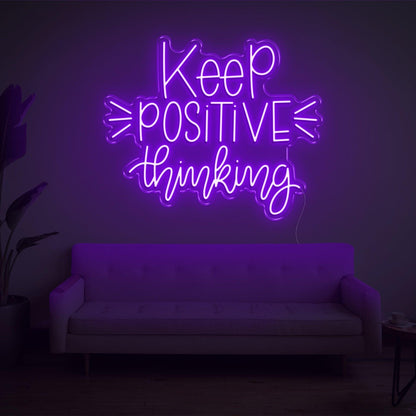 Light Blue Keep Positive Thinking Led Neon Sign For Home Office Wall Decor | Shineneon