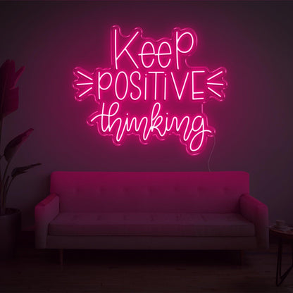 Light Blue Keep Positive Thinking Led Neon Sign For Home Office Wall Decor | Shineneon