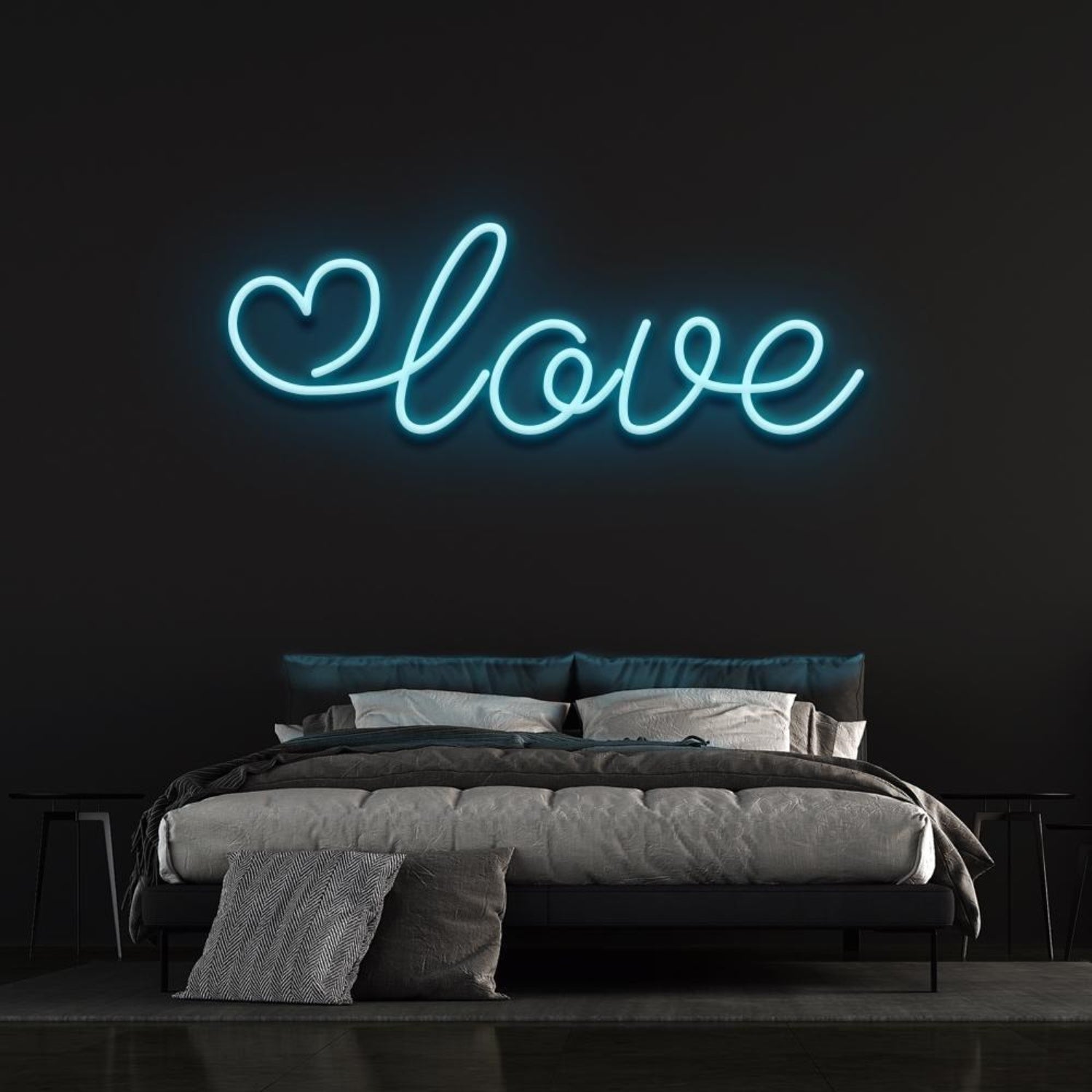 Light Blue Love Heart Led Neon Sign For Bedroom Decor | Shineneon