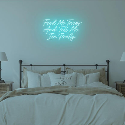 Light Blue Taco Love Compliments Led Neon Sign For Bedroom Wall Decor | Shineneon