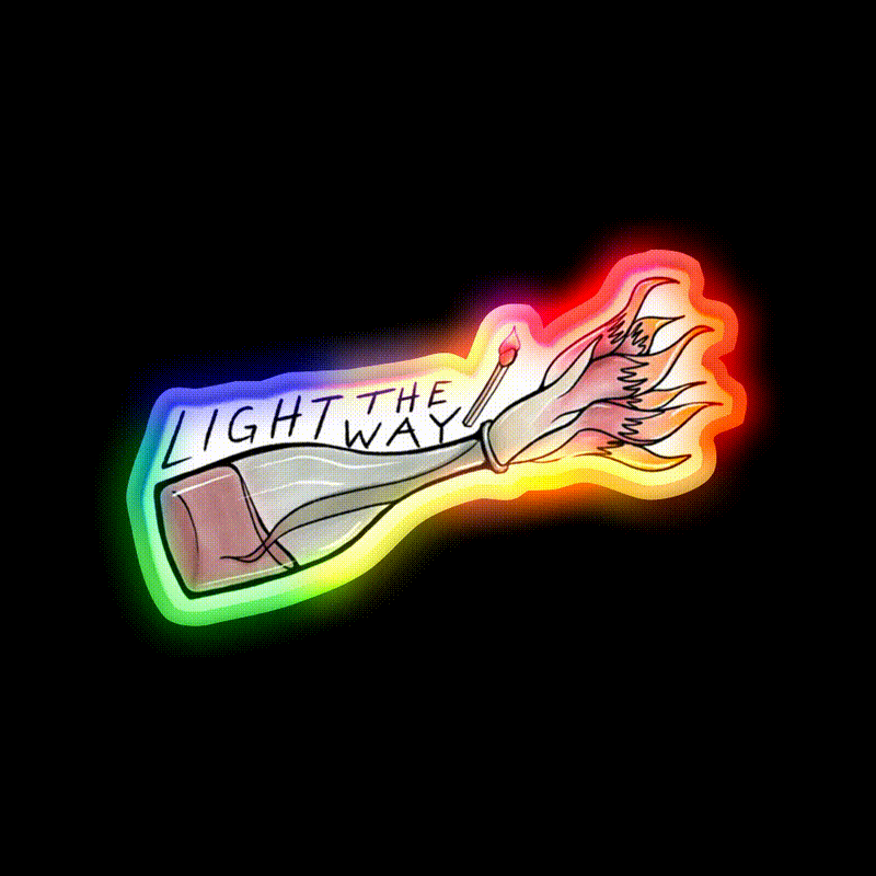 Light The Way Molotov Cocktail Bar Decor Led Neon Sign Rgb Color - LED neon sign close-up detail