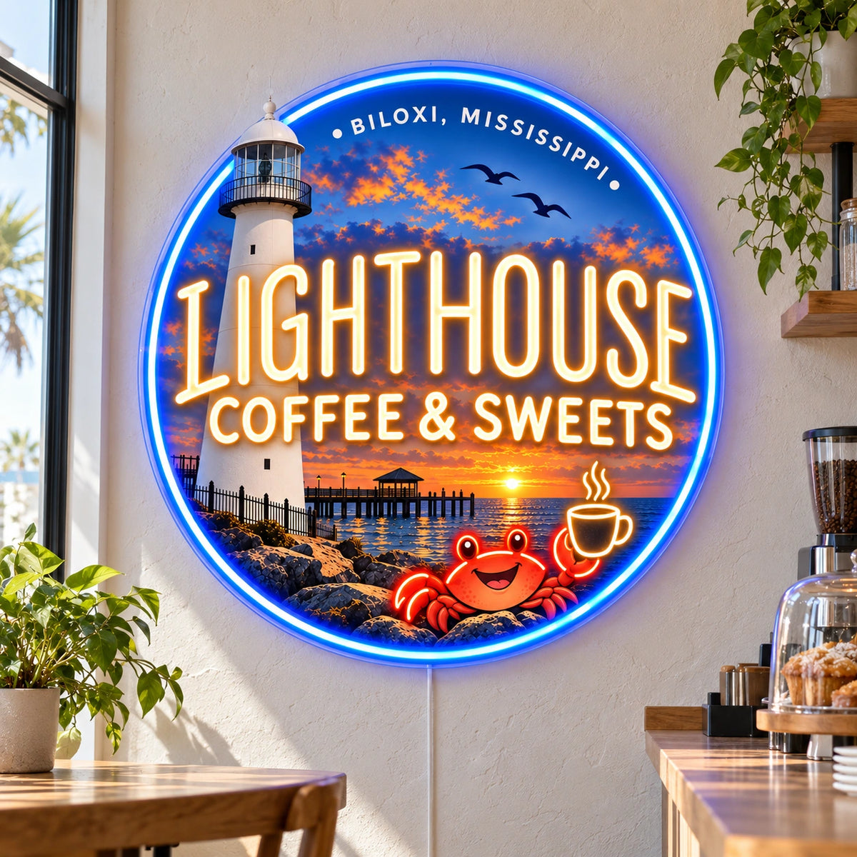 Lighthouse Coffee & Sweets Custom LED Neon Sign Waterproof | 99c8297ccf1504ad9669410520df9fdf38239374125dcca930e286605226c9d8 | effect