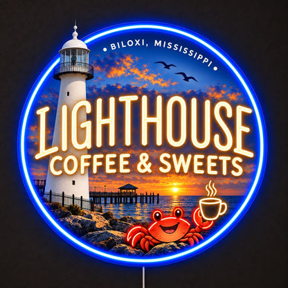 Lighthouse Coffee & Sweets Custom LED Neon Sign Waterproof | 0f1579180539dfa71e49aff7438026dbcdd13ef1af93b94440fc491f56127c7e | natural_light