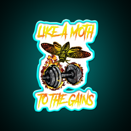Like A Moth To The Gains Gym Fitness Led Neon Sign Rgb Color - Size and dimension reference