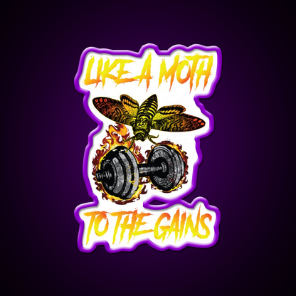Like A Moth To The Gains Gym Fitness Led Neon Sign Rgb Color - LED neon sign view 9