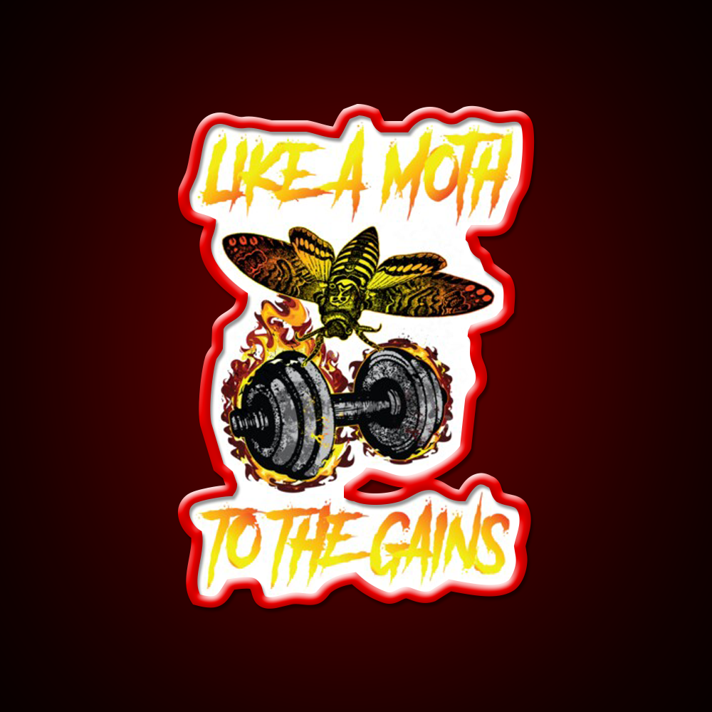 Like A Moth To The Gains Gym Fitness Led Neon Sign Rgb Color - LED neon sign view 10