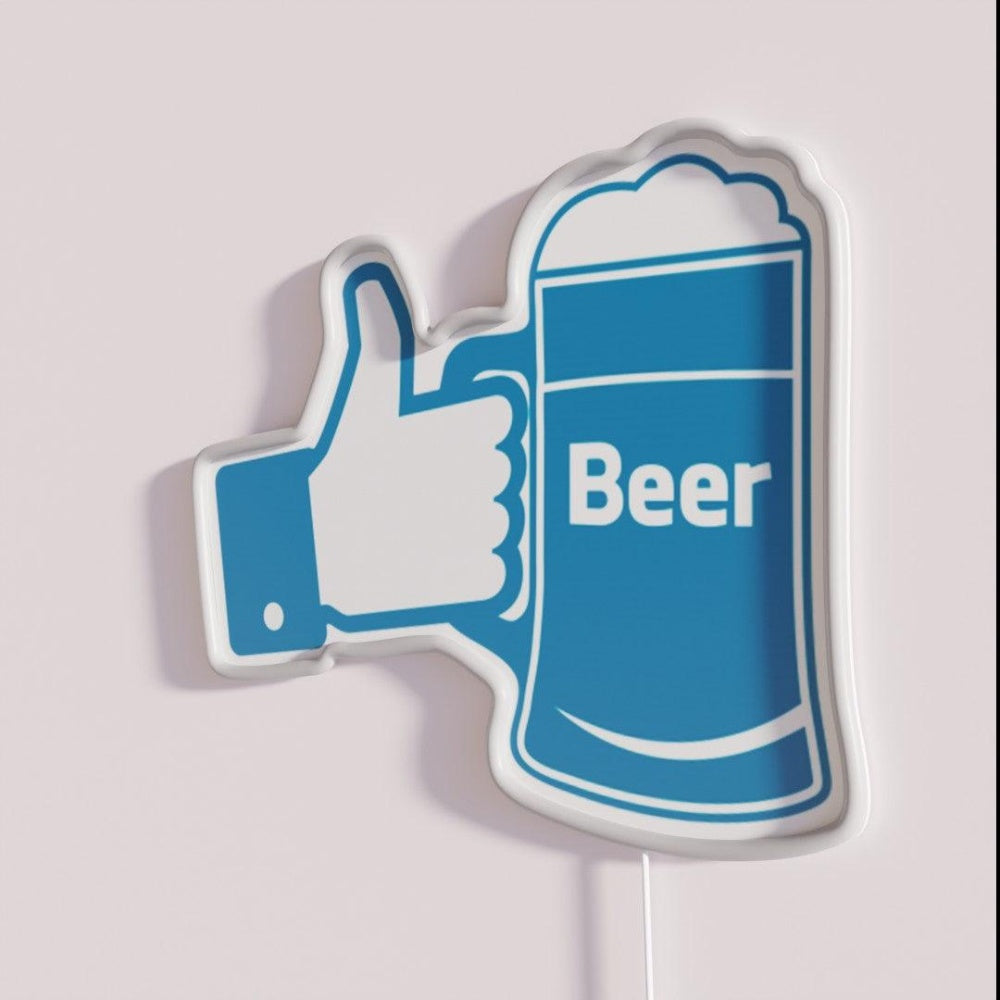 Like Beer Rgb Led Neon Sign - Neon sign mounted on wall in room