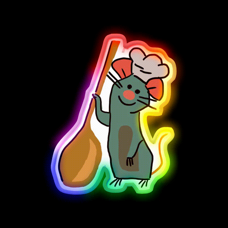 Lil Chef Snack Food Led Neon Sign Rgb Color - LED neon sign close-up detail