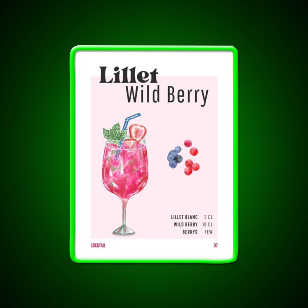 Lillet Wild Berry Cocktail Bar Decor Led Neon Sign Rgb Color - LED neon sign view 8