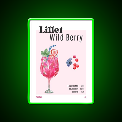 Lillet Wild Berry Cocktail Bar Decor Led Neon Sign Rgb Color - LED neon sign view 8