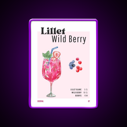 Lillet Wild Berry Cocktail Bar Decor Led Neon Sign Rgb Color - LED neon sign view 9
