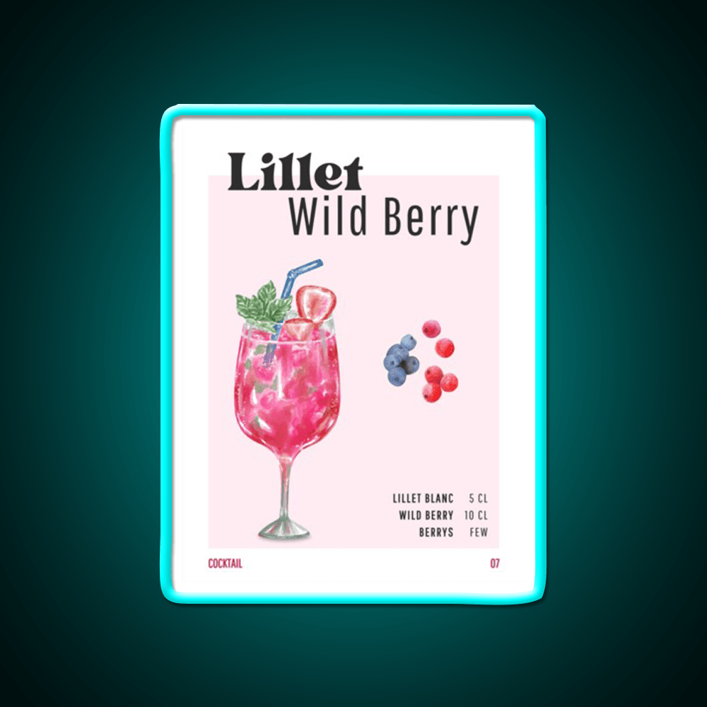 Lillet Wild Berry Cocktail Bar Decor Led Neon Sign Rgb Color - Shineneon