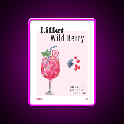 Lillet Wild Berry Cocktail Bar Decor Led Neon Sign Rgb Color - Shineneon