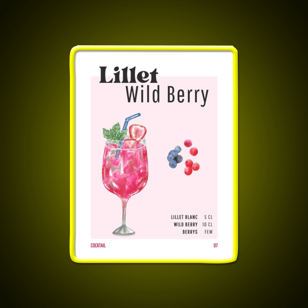 Lillet Wild Berry Cocktail Bar Decor Led Neon Sign Rgb Color - Shineneon