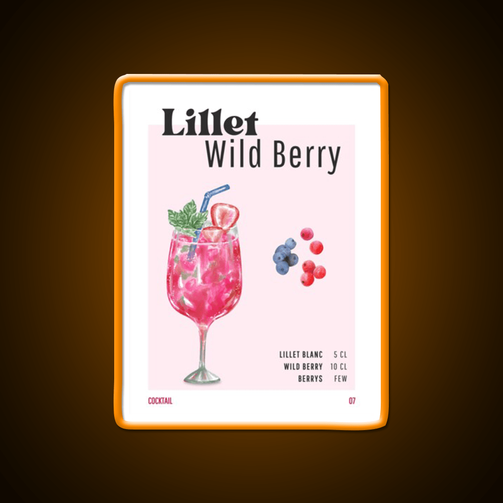 Lillet Wild Berry Cocktail Bar Decor Led Neon Sign Rgb Color - Shineneon