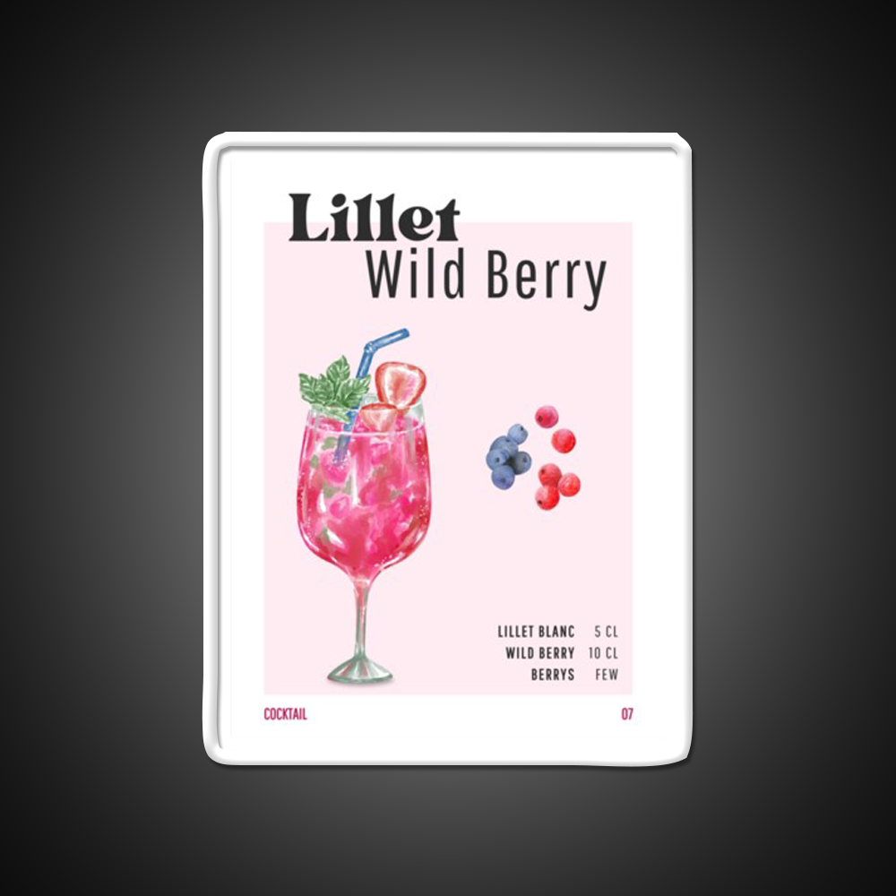 Lillet Wild Berry Cocktail Bar Decor Led Neon Sign Rgb Color - LED neon sign view 11