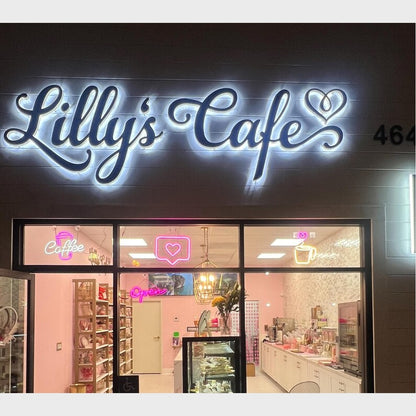 Lillys Cafe 3D Backlit Channel Letters Led Light Sign