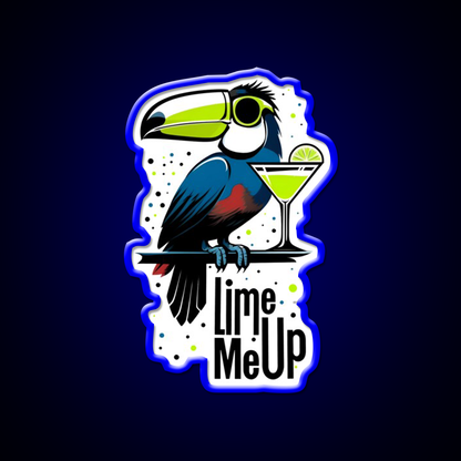 Lime Me Up Cool Tropical Toucan With Cocktail Man Cave Bar Led Neon Sign Rgb Color