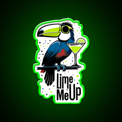 Lime Me Up Cool Tropical Toucan With Cocktail Man Cave Bar Led Neon Sign Rgb Color