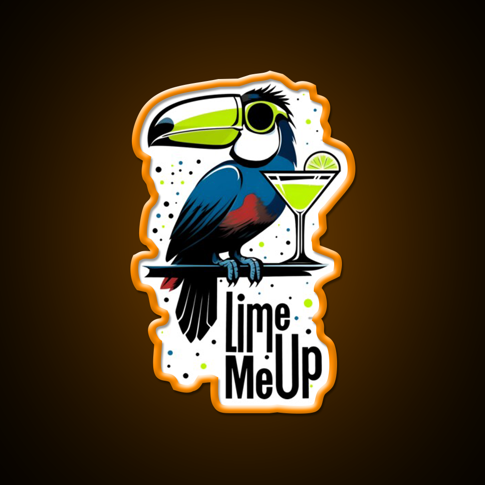 Lime Me Up Cool Tropical Toucan With Cocktail Man Cave Bar Led Neon Sign Rgb Color