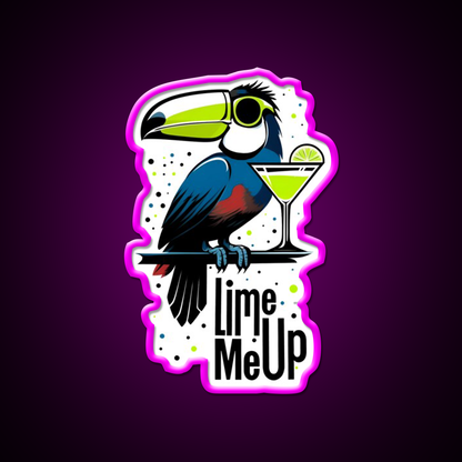 Lime Me Up Cool Tropical Toucan With Cocktail Man Cave Bar Led Neon Sign Rgb Color