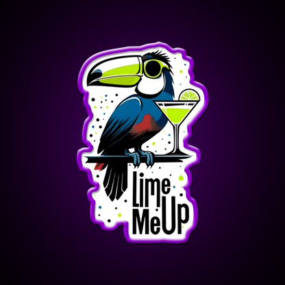 Lime Me Up Cool Tropical Toucan With Cocktail Man Cave Bar Led Neon Sign Rgb Color