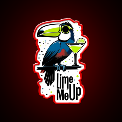 Lime Me Up Cool Tropical Toucan With Cocktail Man Cave Bar Led Neon Sign Rgb Color