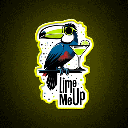 Lime Me Up Cool Tropical Toucan With Cocktail Man Cave Bar Led Neon Sign Rgb Color