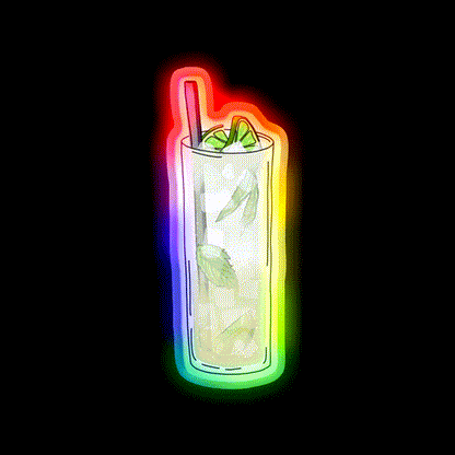 Lime Mint Mojito Cocktail Drink Cocktail Bar Decor Led Neon Sign Rgb Color - LED neon sign close-up detail