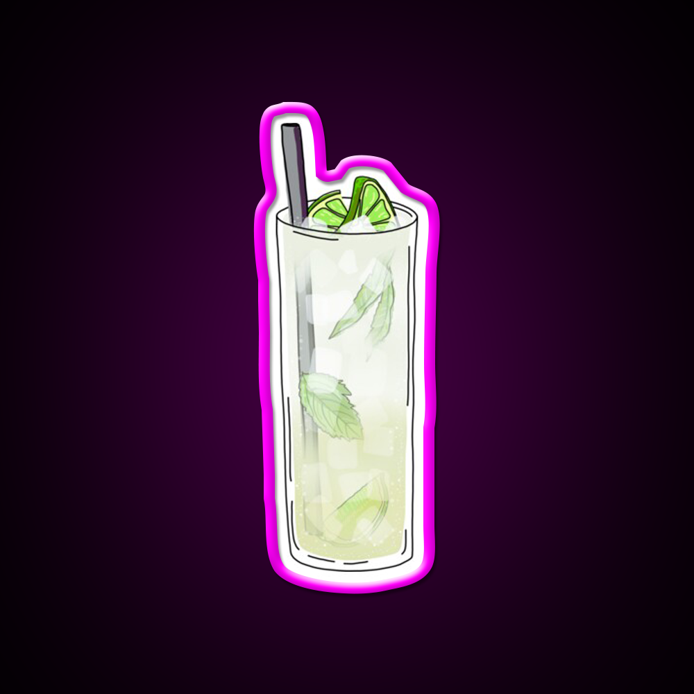 Lime Mint Mojito Cocktail Drink Cocktail Bar Decor Led Neon Sign Rgb Color - Neon sign mounted on wall in room