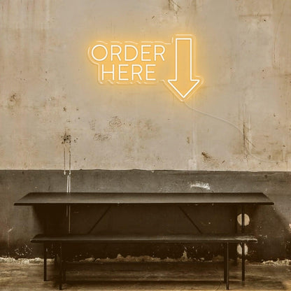 Lime Order Here Arrow Led Neon Sign For Industrial Retro Cafe Bar Wall Decor | Shineneon